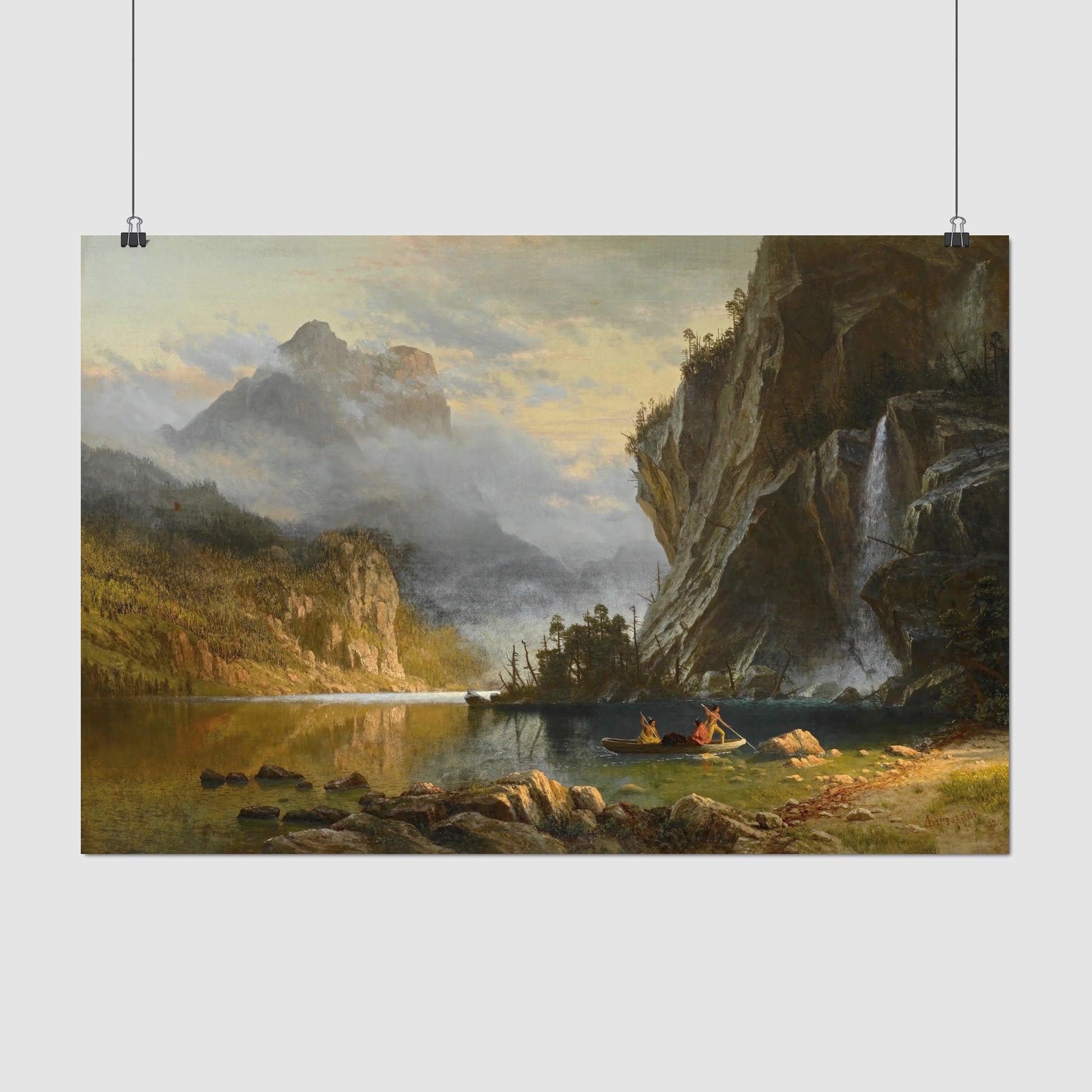 Indians Spear Fishing – Albert Bierstadt, Classic Art Reproduction