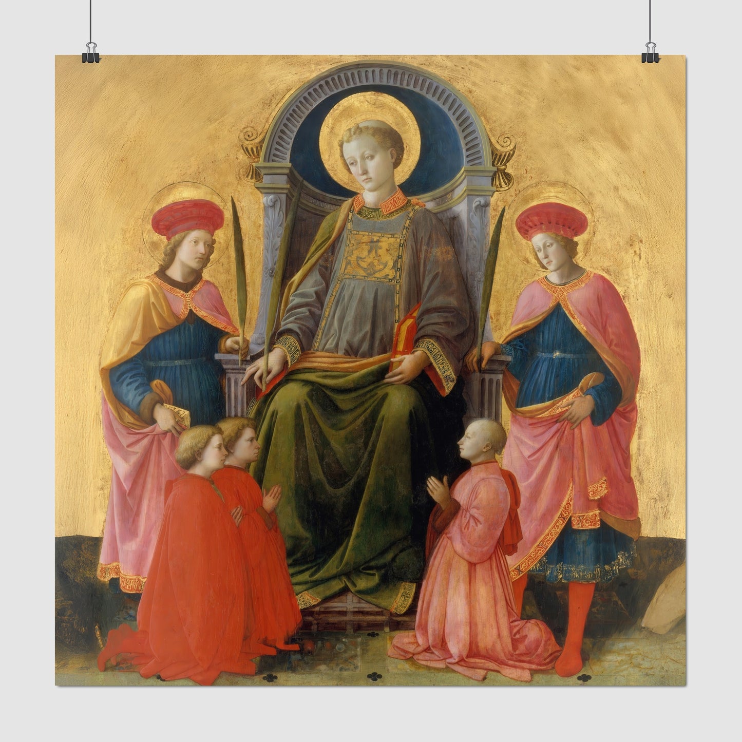 Saint Lawrence Enthroned with Saints and Donors – Filippo Lippi, Classic Art Reproduction