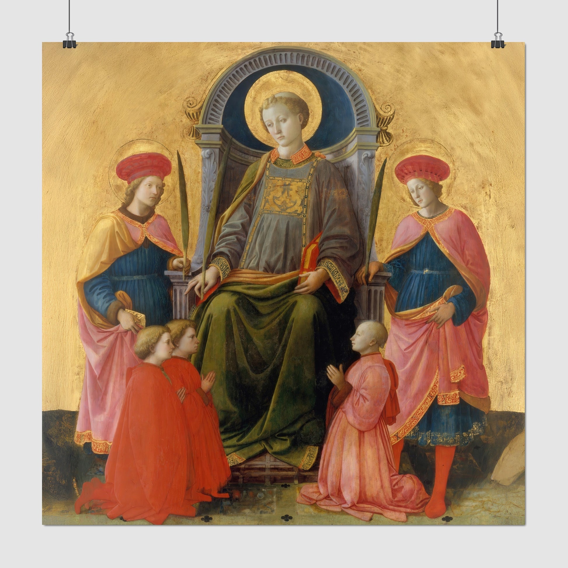 Saint Lawrence Enthroned with Saints and Donors – Filippo Lippi, Classic Art Reproduction