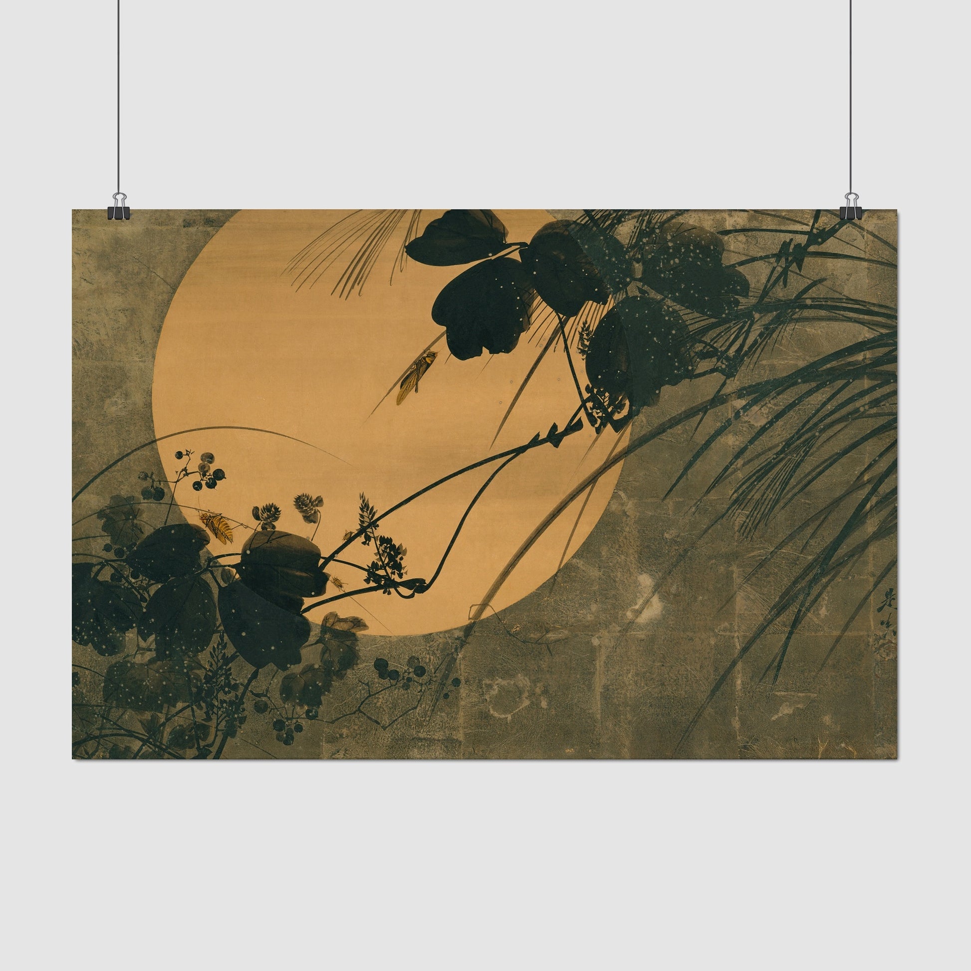 Autumn Grasses in Moonlight – Shibata Zeshin, Classic Art Reproduction