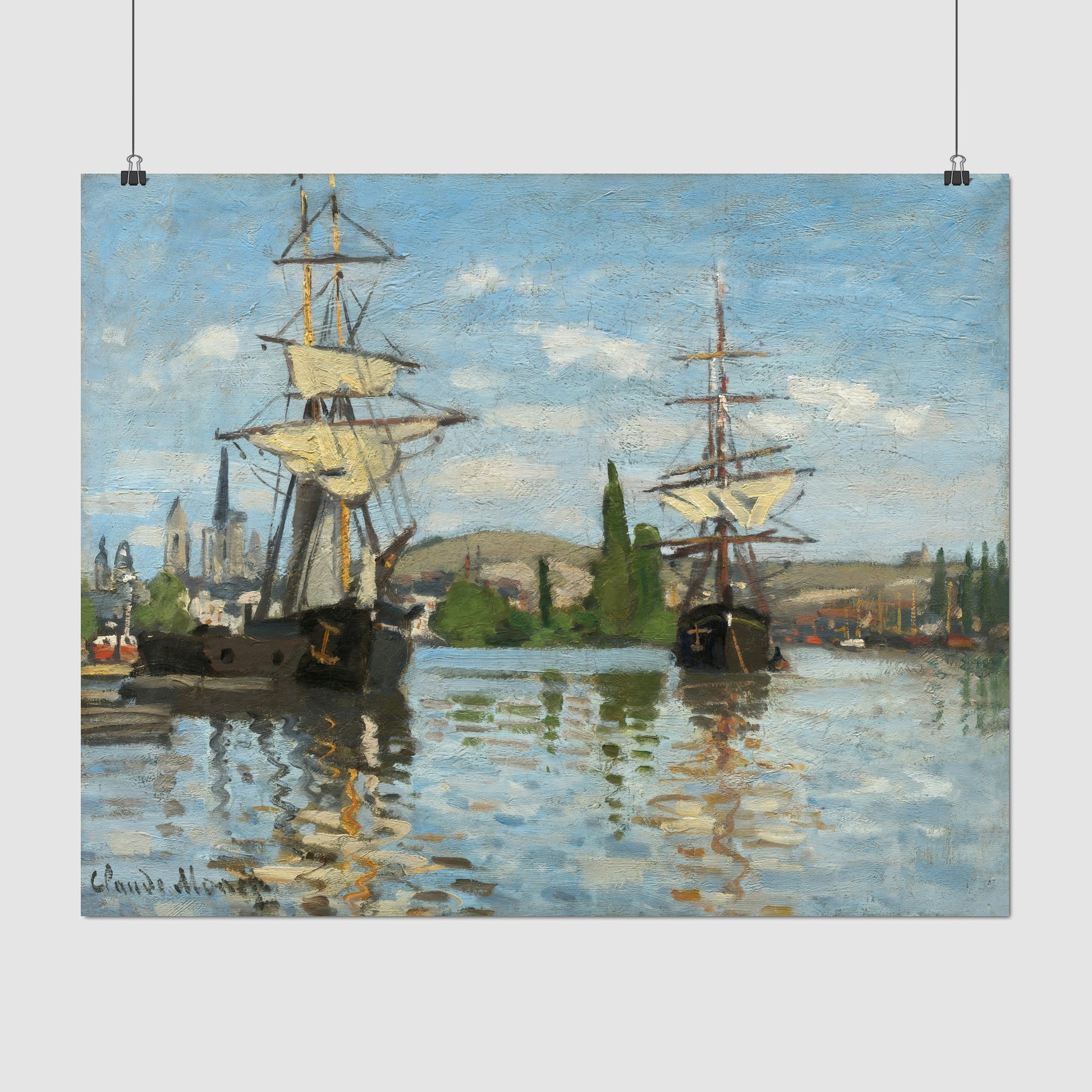 Ships Riding on the Seine at Rouen (1872–1873) – Claude Monet - Printed Masterpieces