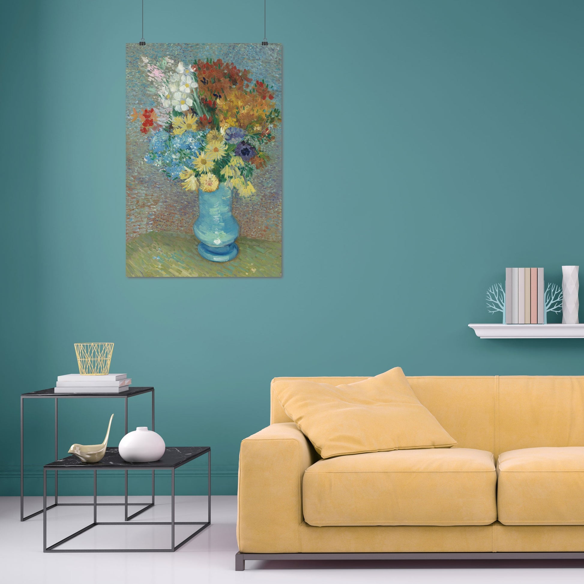Flowers in a blue vase (1887) – Vincent van Gogh - Printed Masterpieces
