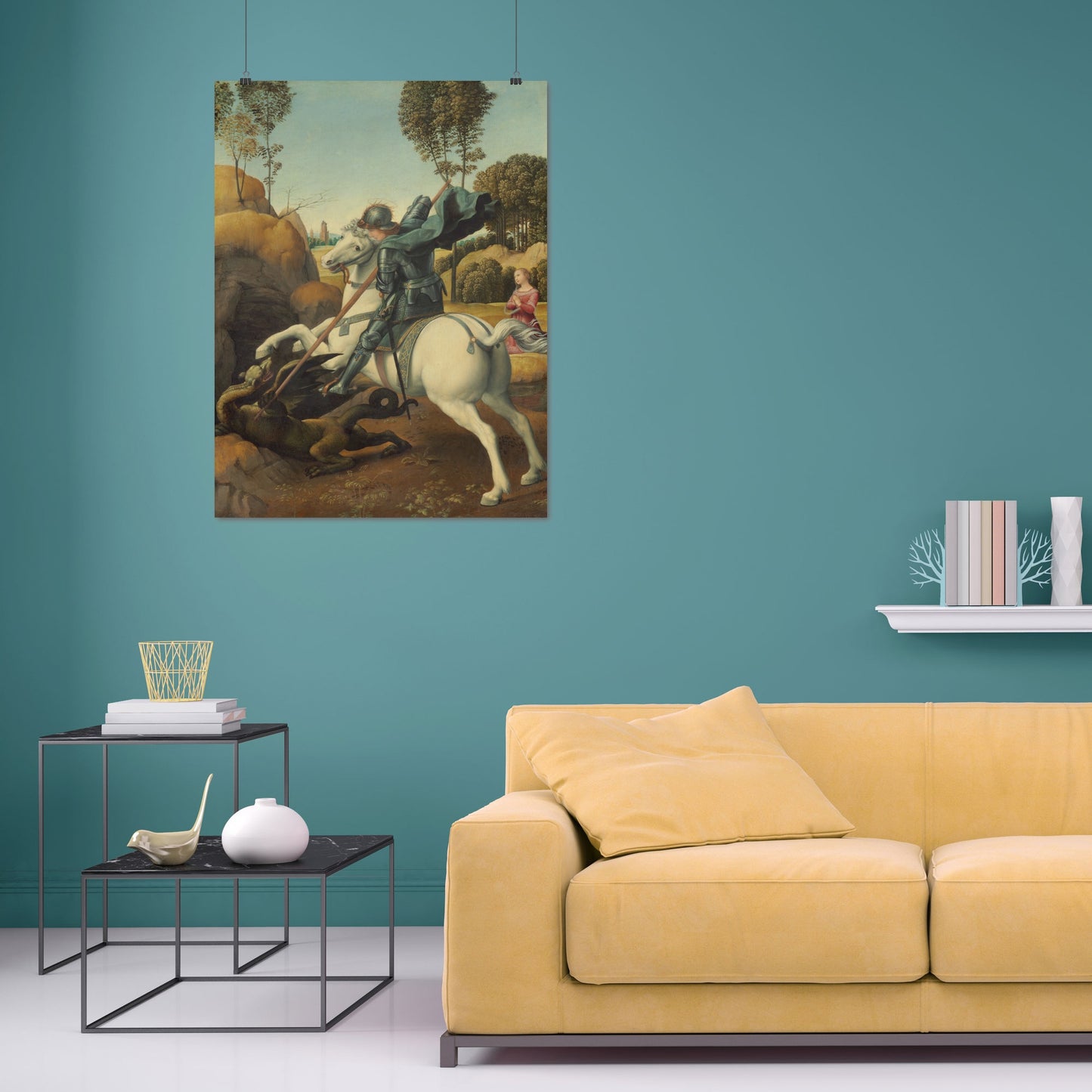 Saint George slaying the Dragon – Raphael Santi, Classic Art Reproduction