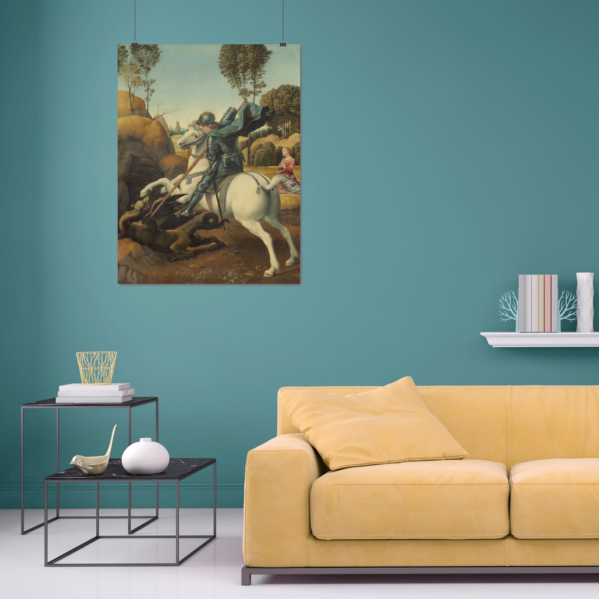Saint George slaying the Dragon – Raphael Santi, Classic Art Reproduction