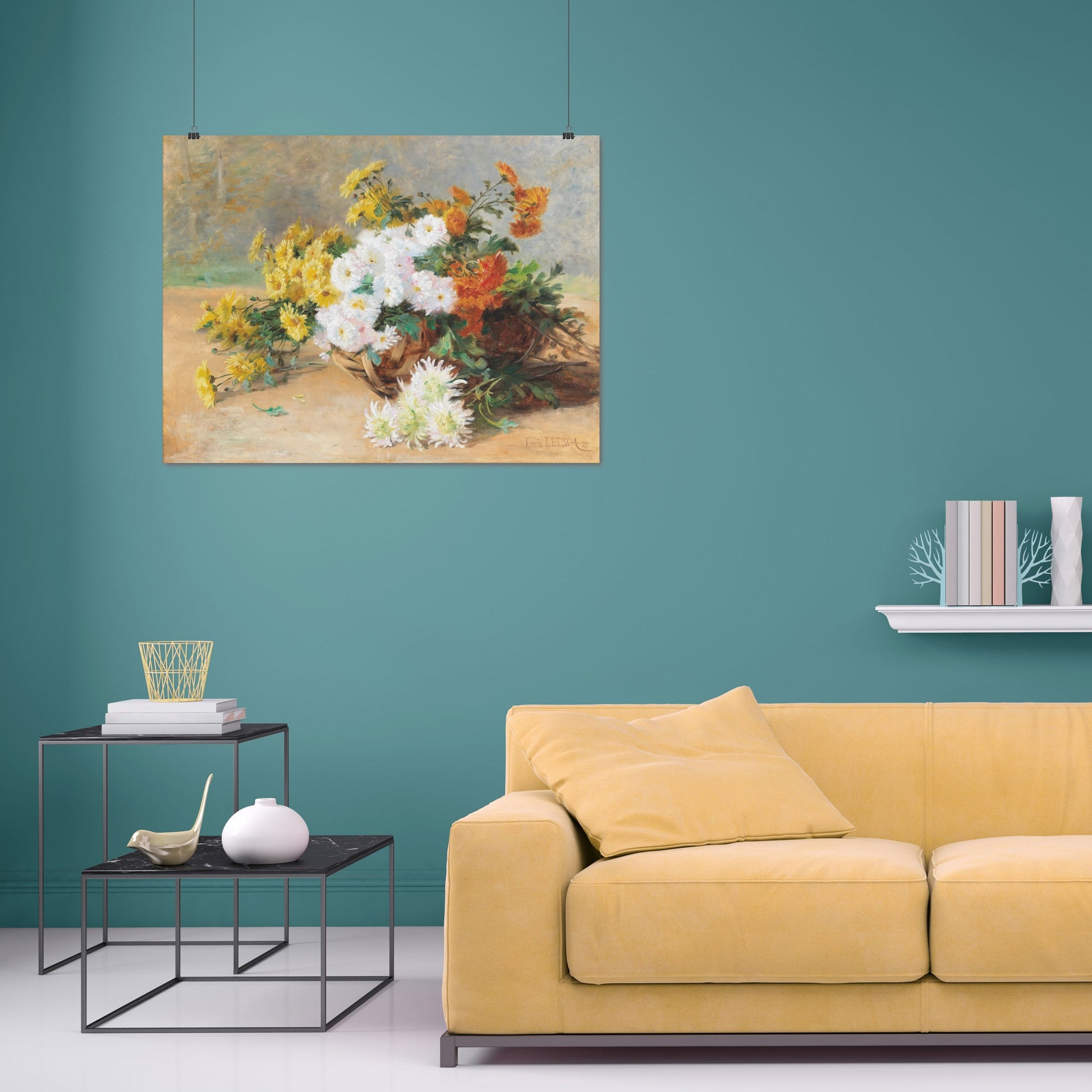 Bouquet of flowers in a basket (1900) – Louis Letsch