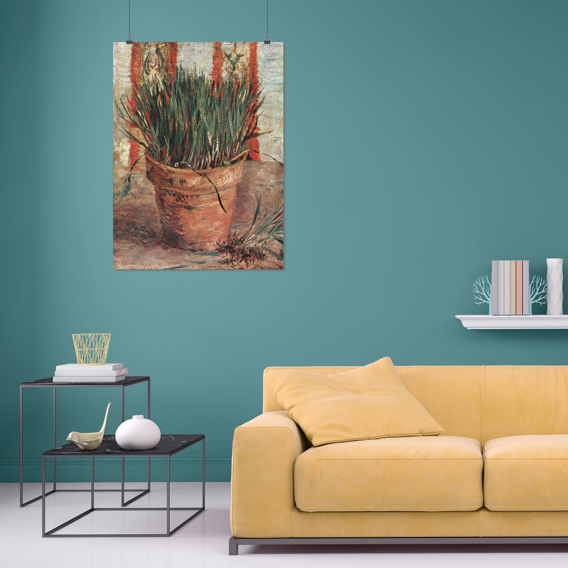 Flowerpot with Garlic Chives – Vincent van Gogh, Classic Art Reproduction