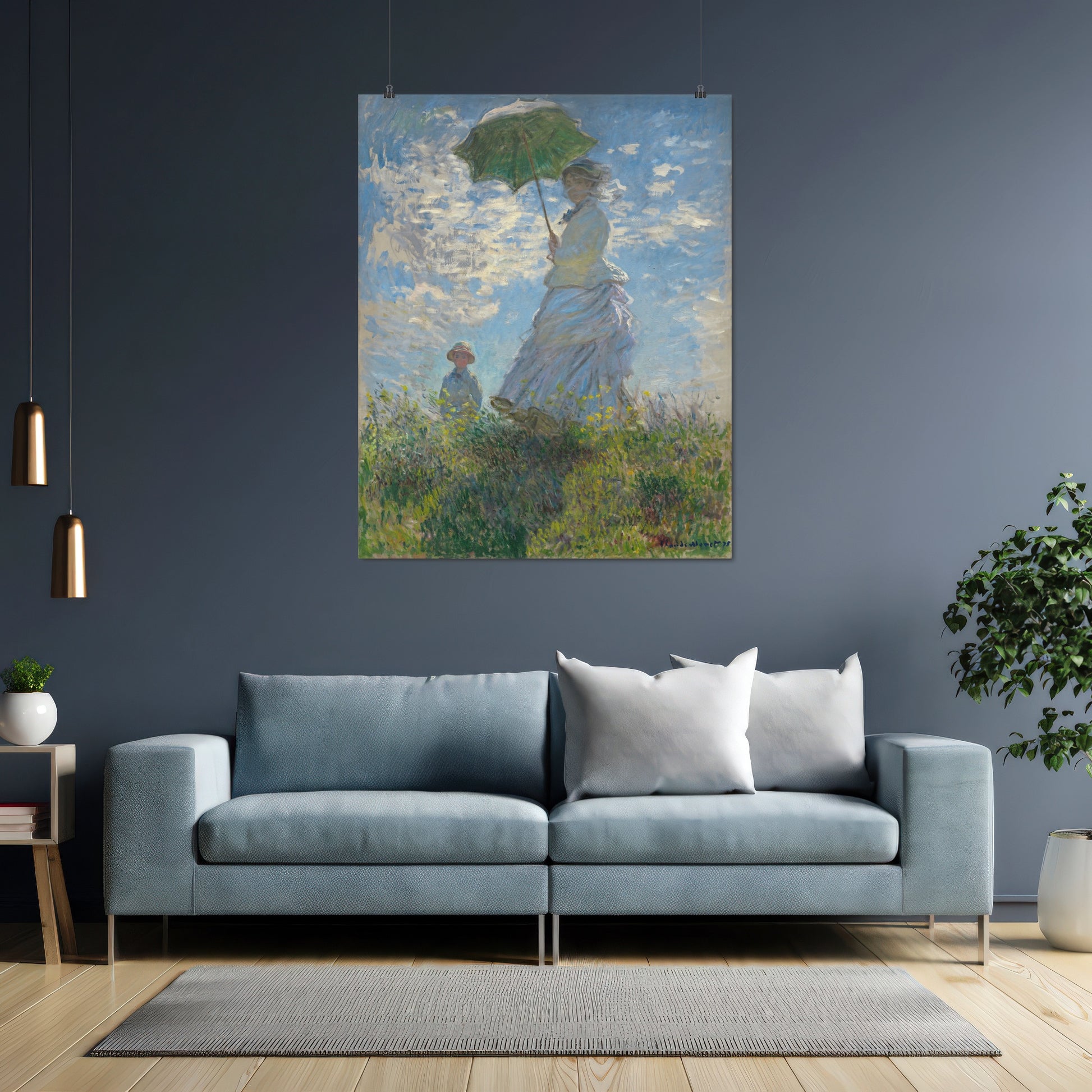 Woman with a Parasol – Claude Monet, Classic Art Reproduction