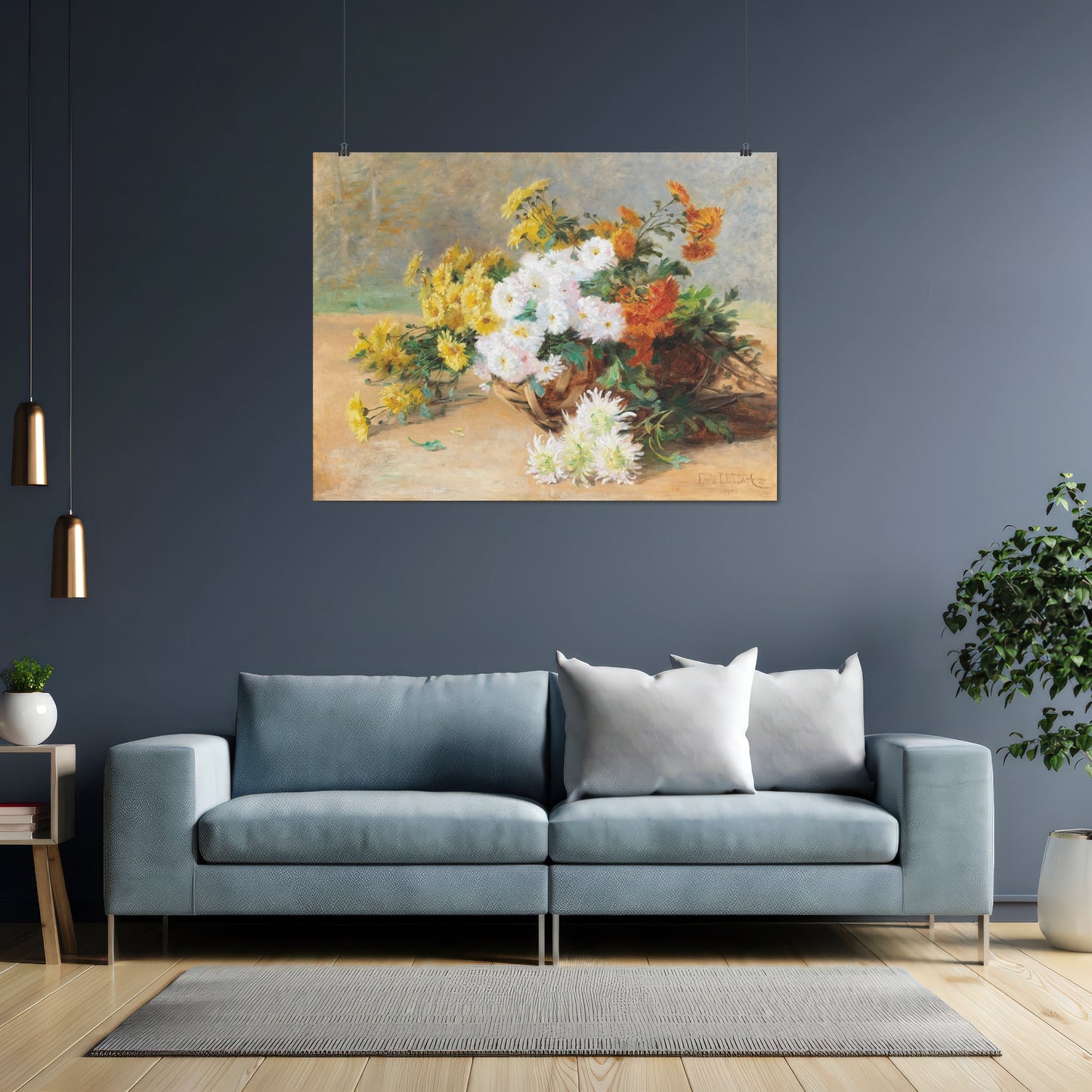 Bouquet of flowers in a basket (1900) – Louis Letsch