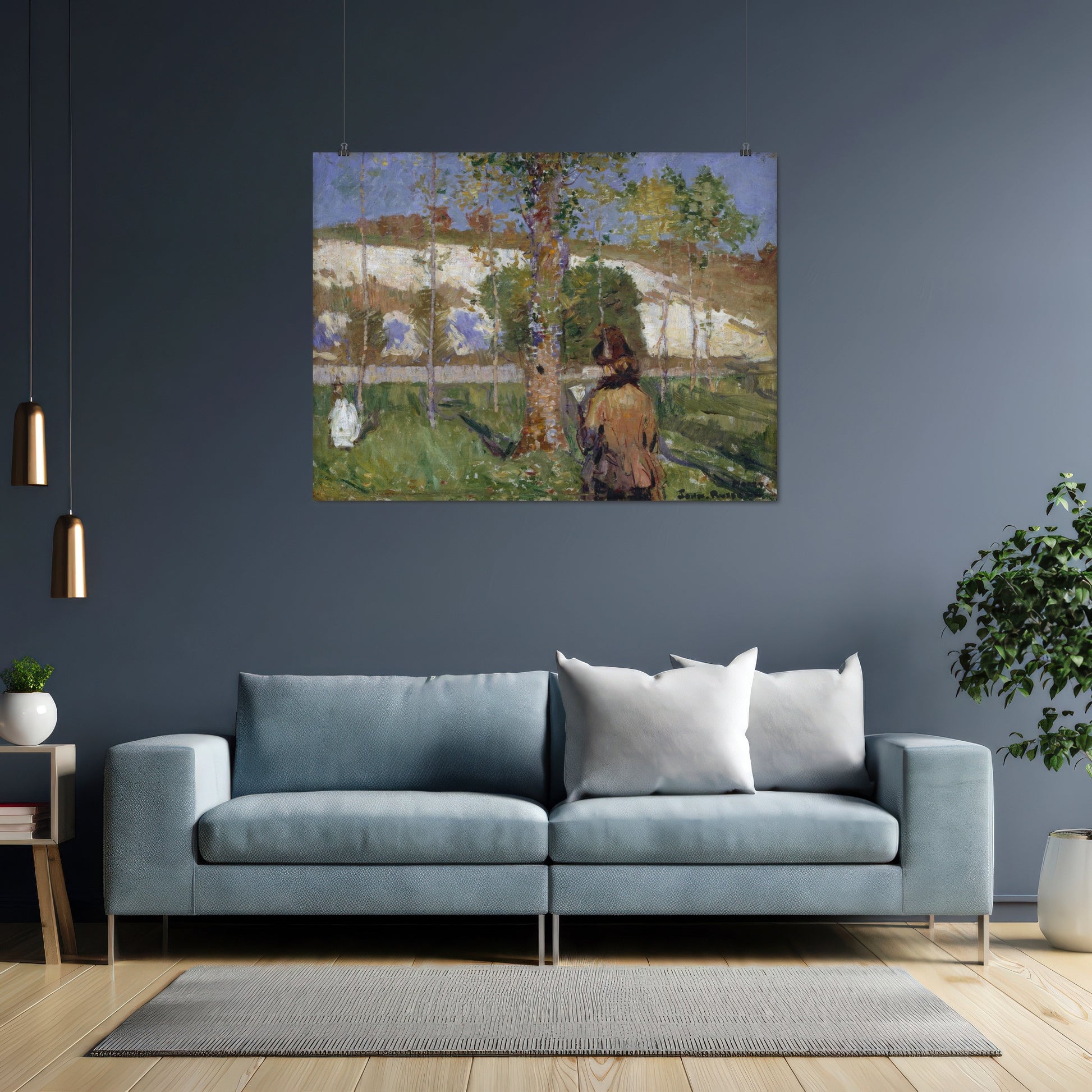 Madame Sisley on the banks of the Loing at Moret (1887) – John Peter Russell