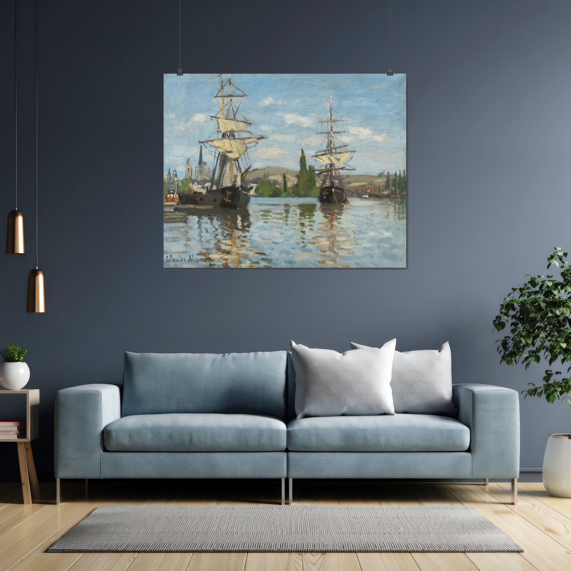 Ships Riding on the Seine at Rouen (1872–1873) – Claude Monet - Printed Masterpieces