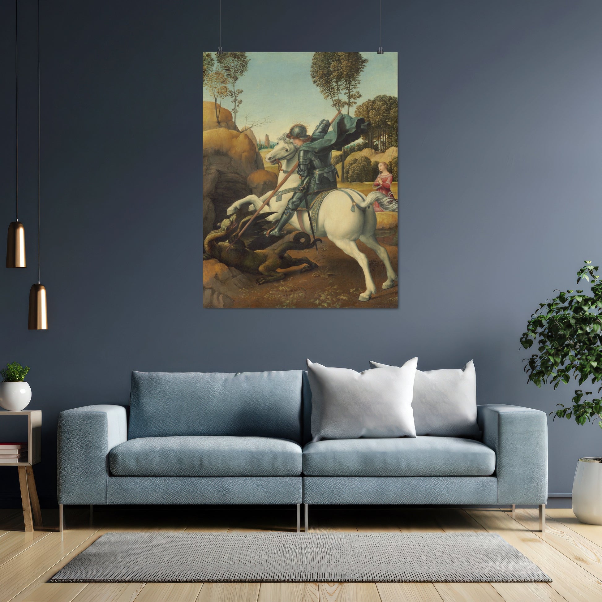 Saint George slaying the Dragon – Raphael Santi, Classic Art Reproduction